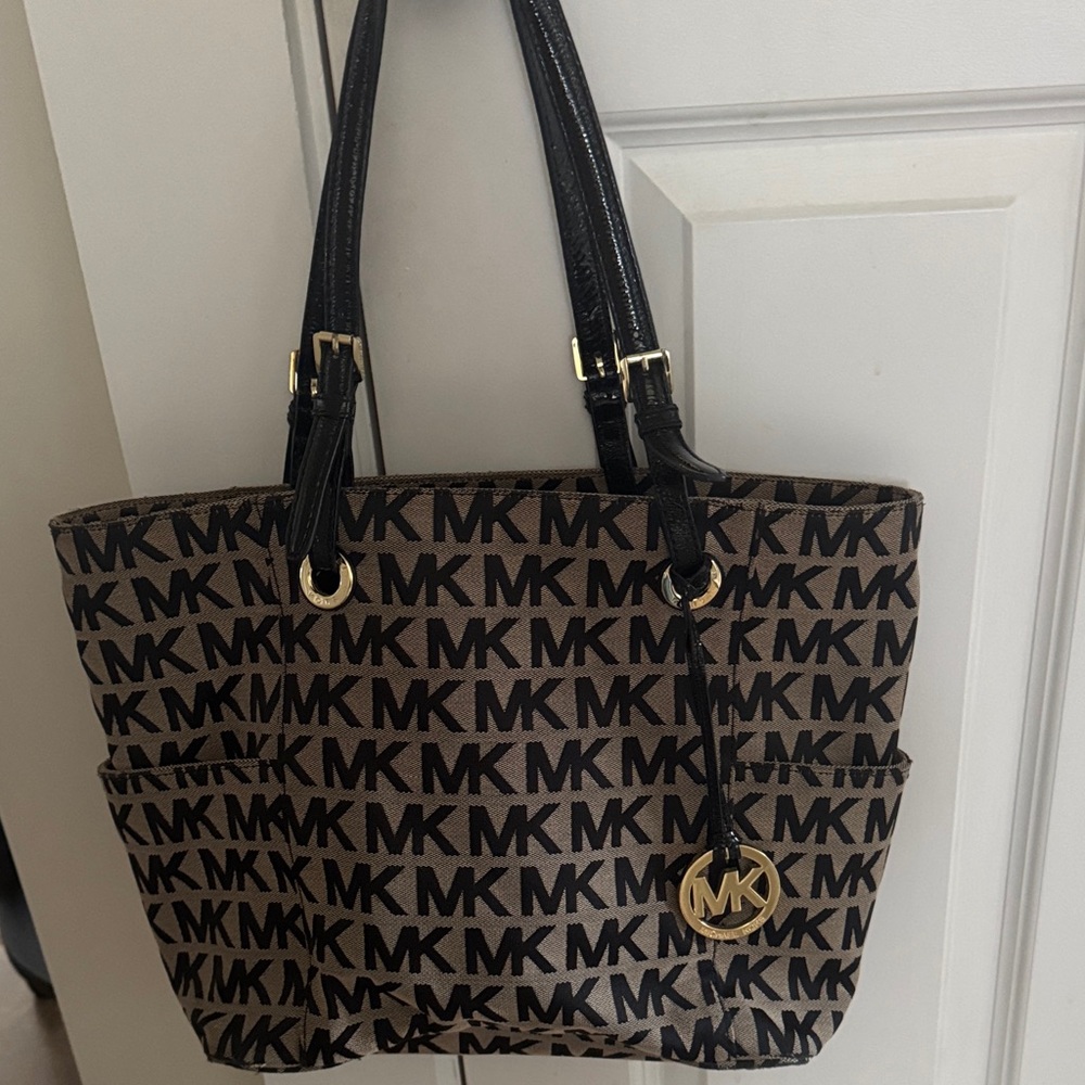 Michael Kors Signature Black and Brown Tote